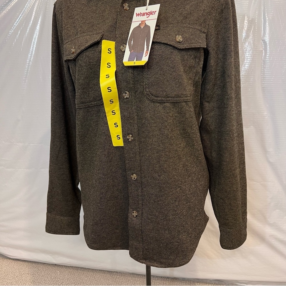 Wrangler NWT Flannel Knit Shirt Men’s Size Small Brown 1908340 Button Down, - Picture 15 of 16